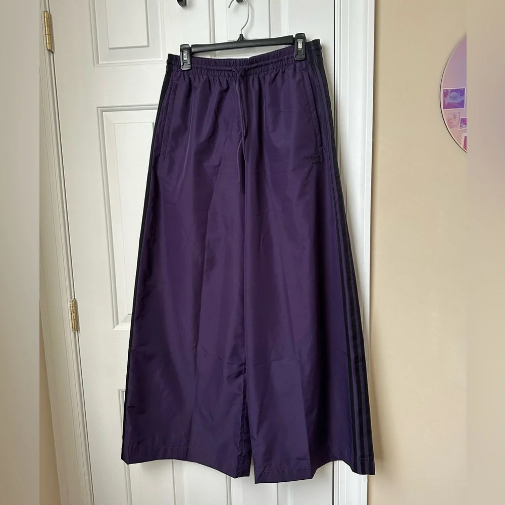Adidas Adicolor Purple Satin Wide-leg Track Pants - Picture 2 of 9